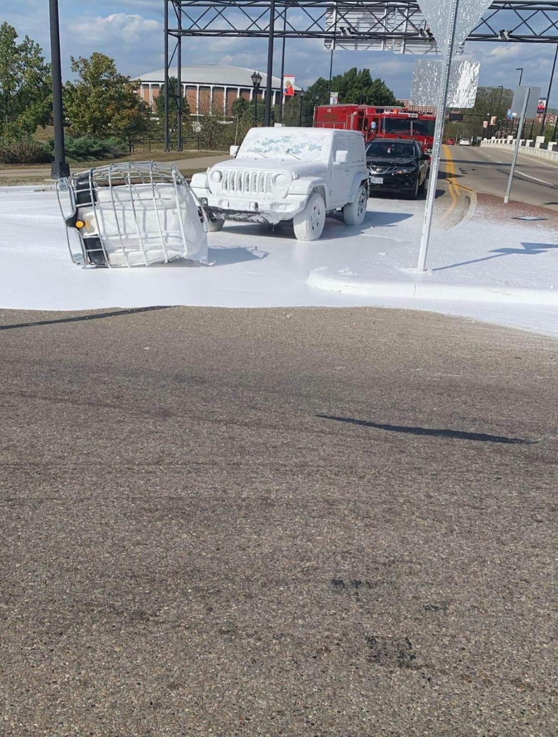 “275 gallons of road marking paint.”